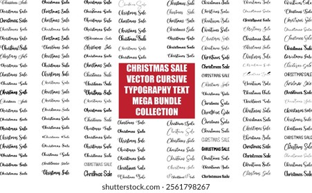 Mega Bundle of Happy Christmas In Various Text Typography Cursive Style