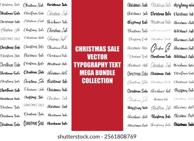 Mega Bundle of Happy Christmas In Various Text Typography Cursive Style