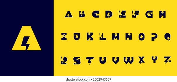 Megabündel-Logo 26 Alphabet mit Energiekonzept, Netzspannung und Industrie-Symbol. Große bundel Logo-Set und Icon-Set. Bearbeitbare Datei