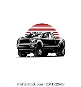 Mega Cab Dually Pickup Truck Vector Illustration Isolated