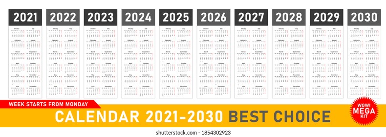 Wow Calendar 2023 Mega Calendar On 2021 2022 2023 Stock Vector (Royalty Free) 1852133170 |  Shutterstock