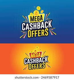 Mega Cashback Offers Logo, Shopping, Sale, Retail, Super Market, Advertising, Promotional Template