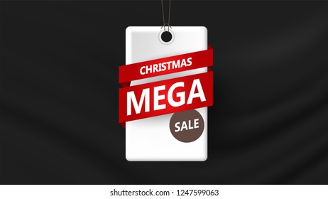 Mega Christmas sale banner. Vector illustration.