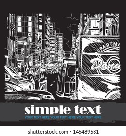 Mega city street. VEctor illustration