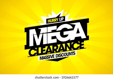 Mega clearance, massive discounts - sale vector banner mockup