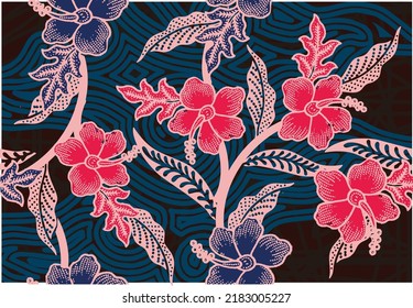 Mega cloudy batik motif combined with floral motifs. Exclusive motifs, Vector Eps 10