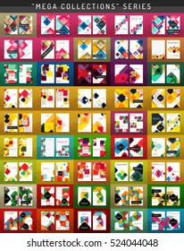 Mega collection of 100 business annual report brochure templates, A4 size covers created with geometric modern patterns - squares, lines, triangles, waves