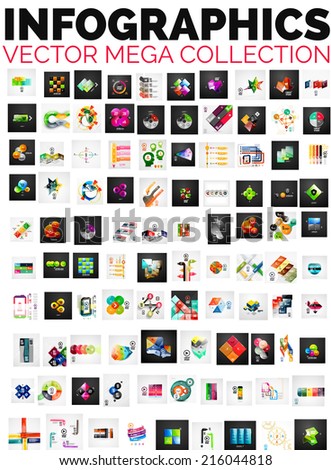 Mega collection of 100 infographic layouts - banners, backgrounds, brochure templates