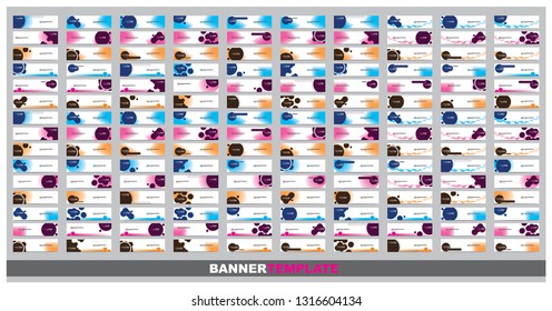 Mega collection of 150 abstract web banner design template. Collection of web banner template. Abstract geometric web design banner template isolated on grey background. Head