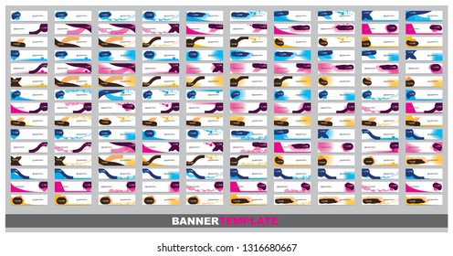 Mega collection of 150 abstract web banner design template. Collection of web banner template. Abstract geometric web design banner template isolated on grey background. Head