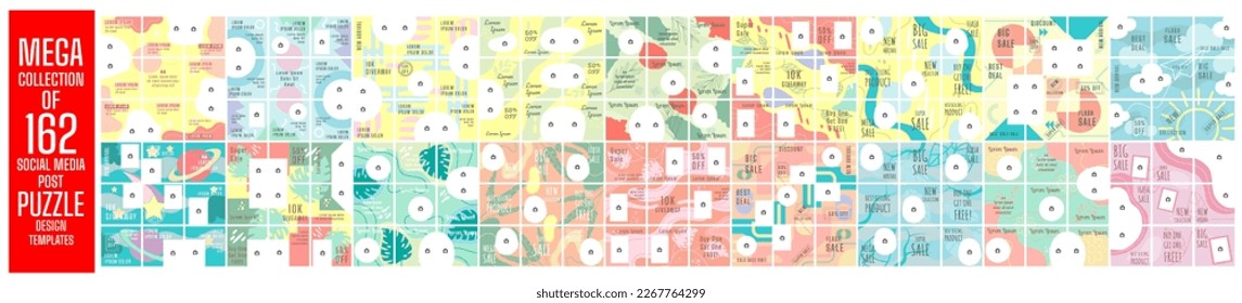 Mega collection of 162 social media post puzzle design template