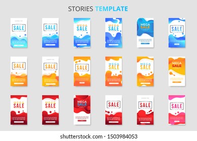 Mega collection of 18 sale banner template for social media stories. Vertical banner template bundle