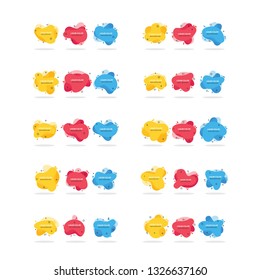 Mega collection of 30 abtract banners. Flat geometric liquid form with various colors. Modern vector template, Template for the design of a logo, flyer or presentation. EPS 10.
