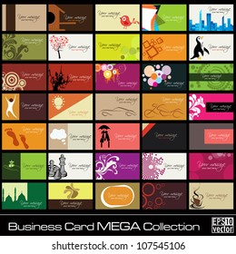 Mega collection of 35 abstract professional and designer business cards or visiting cards on different topic, arrange in horizontal. EPS 10.