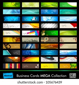 Mega collection of 40 abstract professional and designer business cards or visiting cards on different topic, arrange in horizontal. EPS 10.