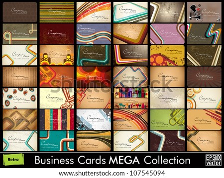 Mega collection of 42 abstract professional and designer business cards or visiting cards on different topic, arrange in horizontal. EPS 10.