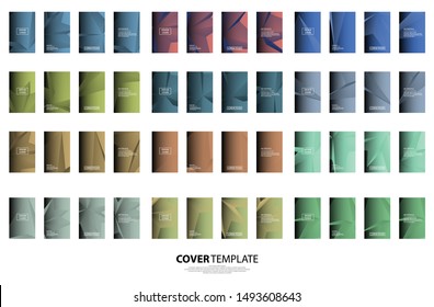 Mega collection of 48 cover templates set. Geometric lines patterns with edges, angles. Modern backgrounds for catalogues, business magazine. Line stripes graphics, title elements.