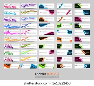 Mega collection of 50 Business Vector abstract banner design template. Collection of web banner template. Abstract geometric web design. can used for header, footer, layout, letterhed, landing page