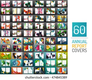 Mega collection of 60 vector annual report covers. Business geometric brochure templates