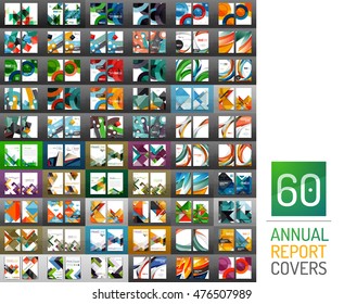 Mega collection of 60 vector annual report covers. Business geometric brochure templates