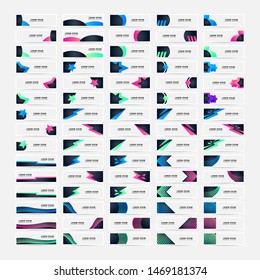 Mega Collection of 75 Abstract Horizontal Business Banner set vector template. Clean wavy and modern abstract background layout for website design. EPS10 Vector.