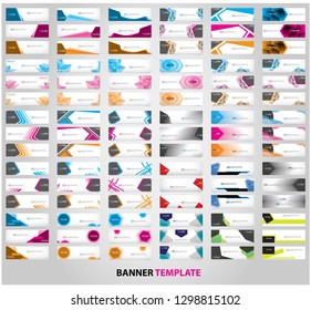 Mega collection of 90 abstract web banner design template. Collection of web banner template. Abstract geometric web design banner template isolated on grey background. Head