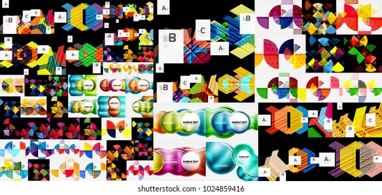 Mega collection of abstract geometric backgrounds, templates with geometric shapes and copy space for slogan, 3d modern techno digital vector illustrations - Shutterstock ID 1024859416