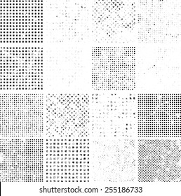 Mega Collection of Abstract Grunge Textures with Halftone Dots .