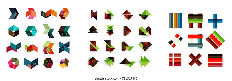 Mega Kollektion abstrakter Infografik-Papiervorlagen. Geometrische Vektorgrafik-Layouts