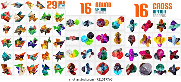 Mega colección de plantillas abstractas de papel infográfico. Diseños geométricos vectoriales