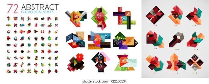 Mega colección de plantillas abstractas de papel infográfico. Diseños geométricos vectoriales