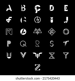 Mega Collection Of Abstract Letter A To Z Logo Design Concepts, Lettering And Typography. Flat Vector Illustration