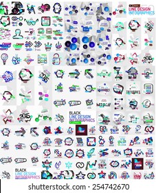Mega collection of abstract shapes infographics. Vector design set