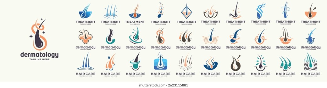 mega collection of abstract Vector hair treatment logo icon vector illustration design inspiration.