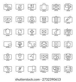 Mega collection of all line style monitor screen icons
