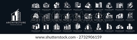 mega collection of architect logos. Set of Building, Real Estate, and Construction logo design inspiration.