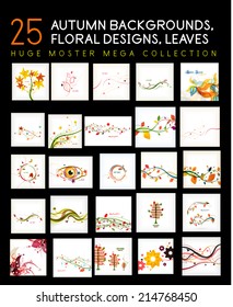 Mega collection of autumn abstract backgrounds - floral, leaves flower design templates and layouts, seasonal cards
