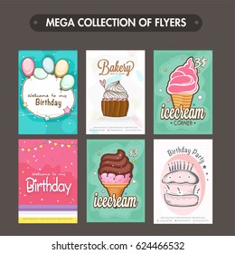 Mega collection of Bakery and Birthday flyers and templates design.