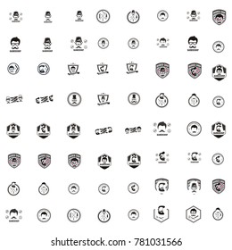Mega collection barbershop logos vector illustration