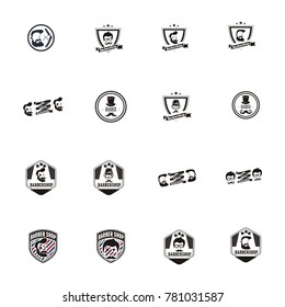 Mega collection barbershop logos vector illustration
