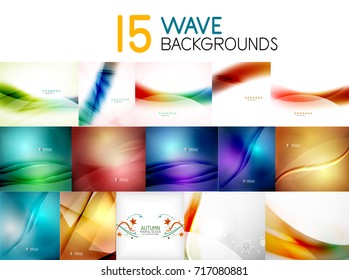 Mega collection of blurred wave abstract backgrounds. Vector