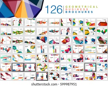 Mega collection of business brochure templates, annual report cover print templates. Geometrical various styles - lines, square, triangle and circle shapes