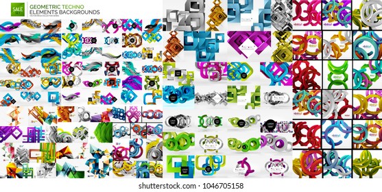 Mega collection of business corporate backgrounds, flyer, brochure design template. Color compositions. Vector illustration