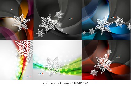 Mega-Kollektion von Weihnachtswellen - moderne abstrakte Wellen und Schneeflocken