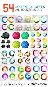 Mega collection of circles, spheres, round swirls design elements for web banner, advertising presentation and promotional message. Vector Illustration for your design or site