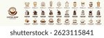 mega collection coffee logos. Vector illustration on white background.