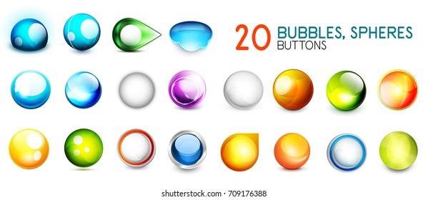 Mega collection of color sphere web buttons isolated on white