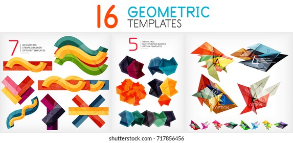 Mega collection of colorful banners. Set of paper design elements with text