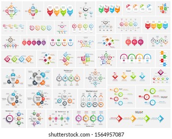 Mega collection of colorful infographic, can be used for workflow layout, diagram, number options, web design. Infographic business concept with options, parts, steps or processes. Vector Eps 10