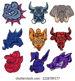 mega collection of cool animal head vectors for shirt design, e-sport logo, etc.
